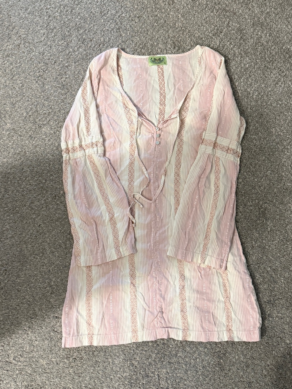 Juicy Couture Pink & Cream Long Sleeve Striped Tunic Dress